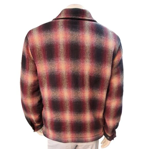 Woolrich Fleece Sherpa Lined Wool Plaid Button Down Shirt Coat Jacket Size L. Di - Picture 3 of 10